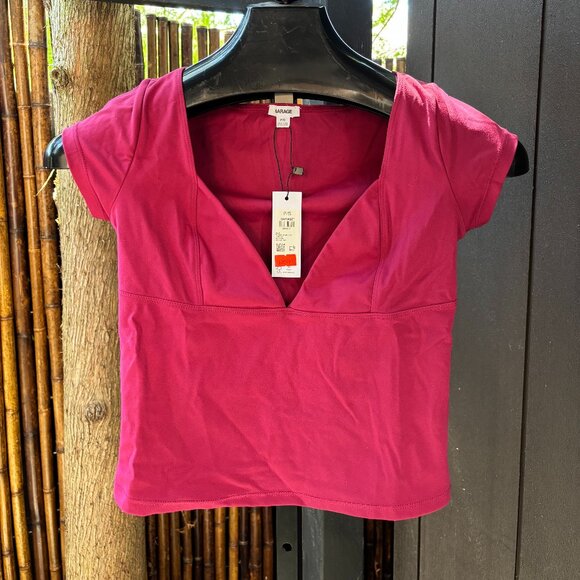 Garage Plunge Seamed Tee - Picture 1 of 3